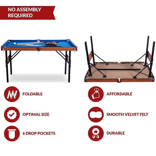 RACK Crux 55 in Folding Billiard/Pool Table (Blue) | RACK Pool Tables