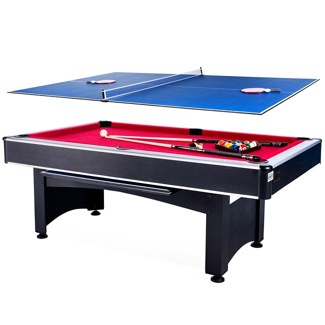 RACK Scorpius 7-Foot Multi Game Billiard/Pool with Table Tennis (Red)