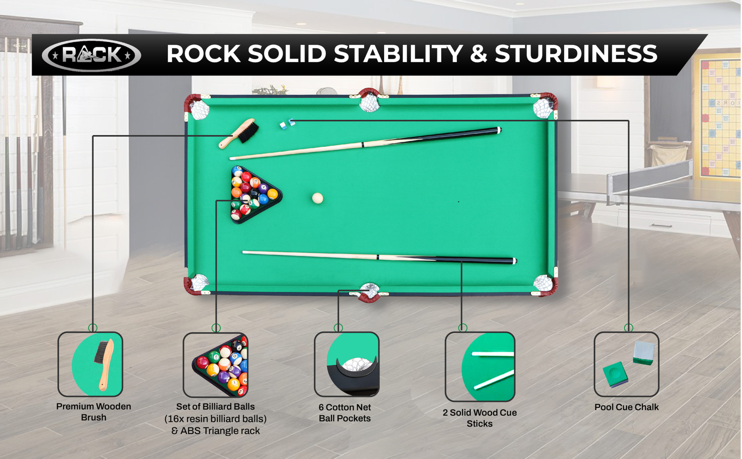 RACK Crucis 5.5-Foot Folding Billiard/Pool Table (Green) – RACK Pool Tables