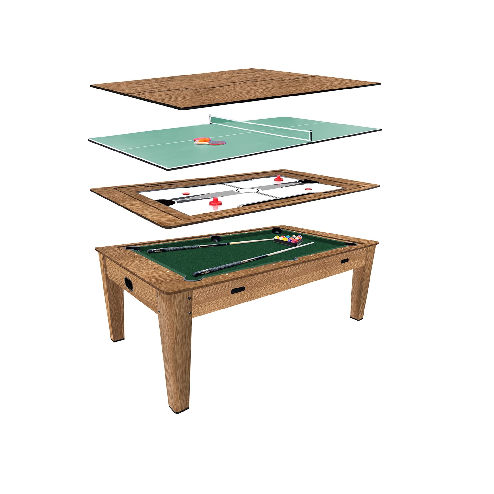 RACK Luxor 7.5Foot 4in1 MultiGame Swivel Billiard/Pool Table (Green