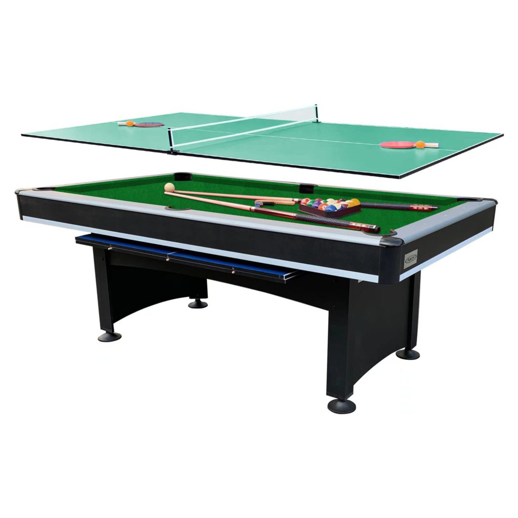 RACK Luxor 7.5Foot 4in1 MultiGame Swivel Billiard/Pool Table (Green Felt with Brown Body