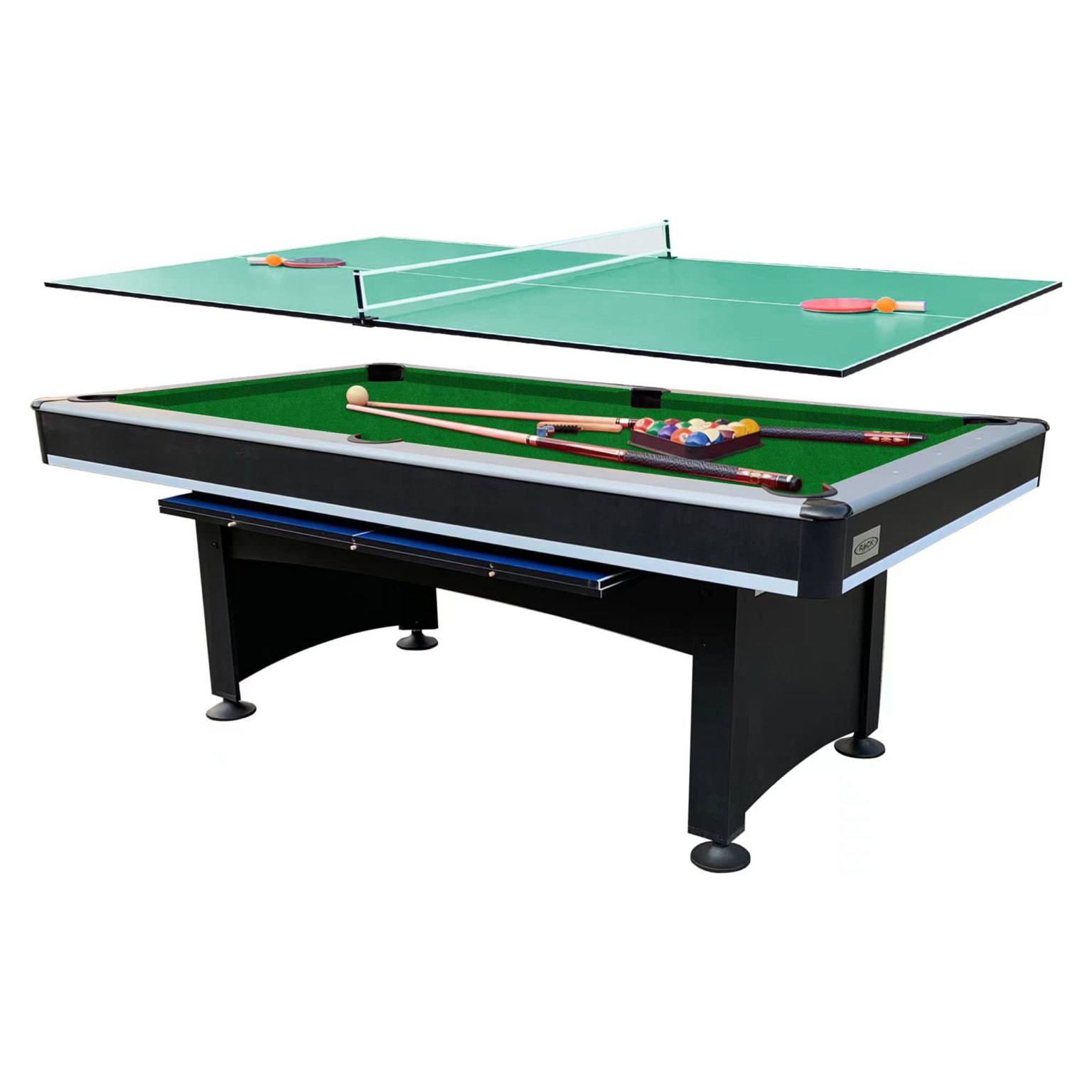 RACK Luxor 7.5-Foot 4-in-1 Multi-Game Swivel Billiard/Pool Table (Green ...